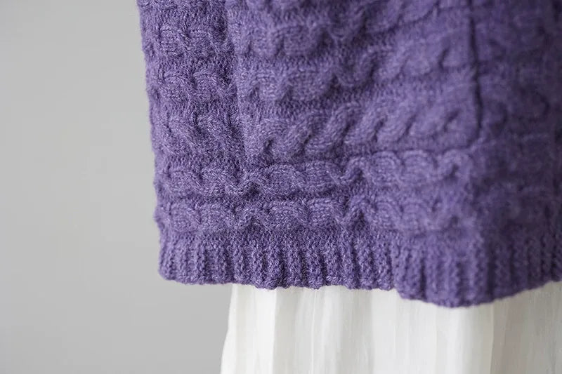 Cable-Knit Oversized Cardigan with Patch Pockets
