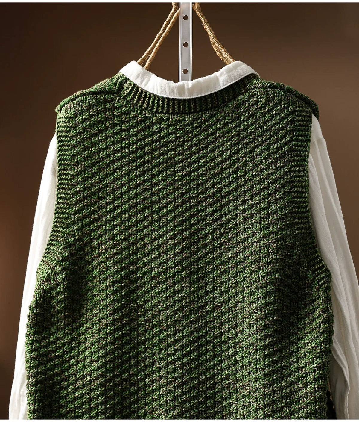 Cable Knit V-Neck Button Front Vest