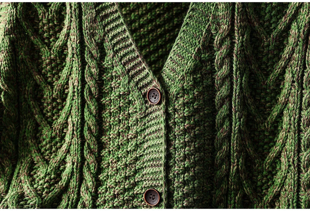 Cable Knit V-Neck Button Front Vest
