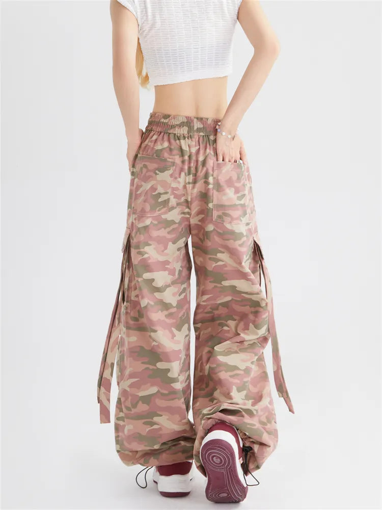 Camouflage Drawstring Casual Cargo Pants