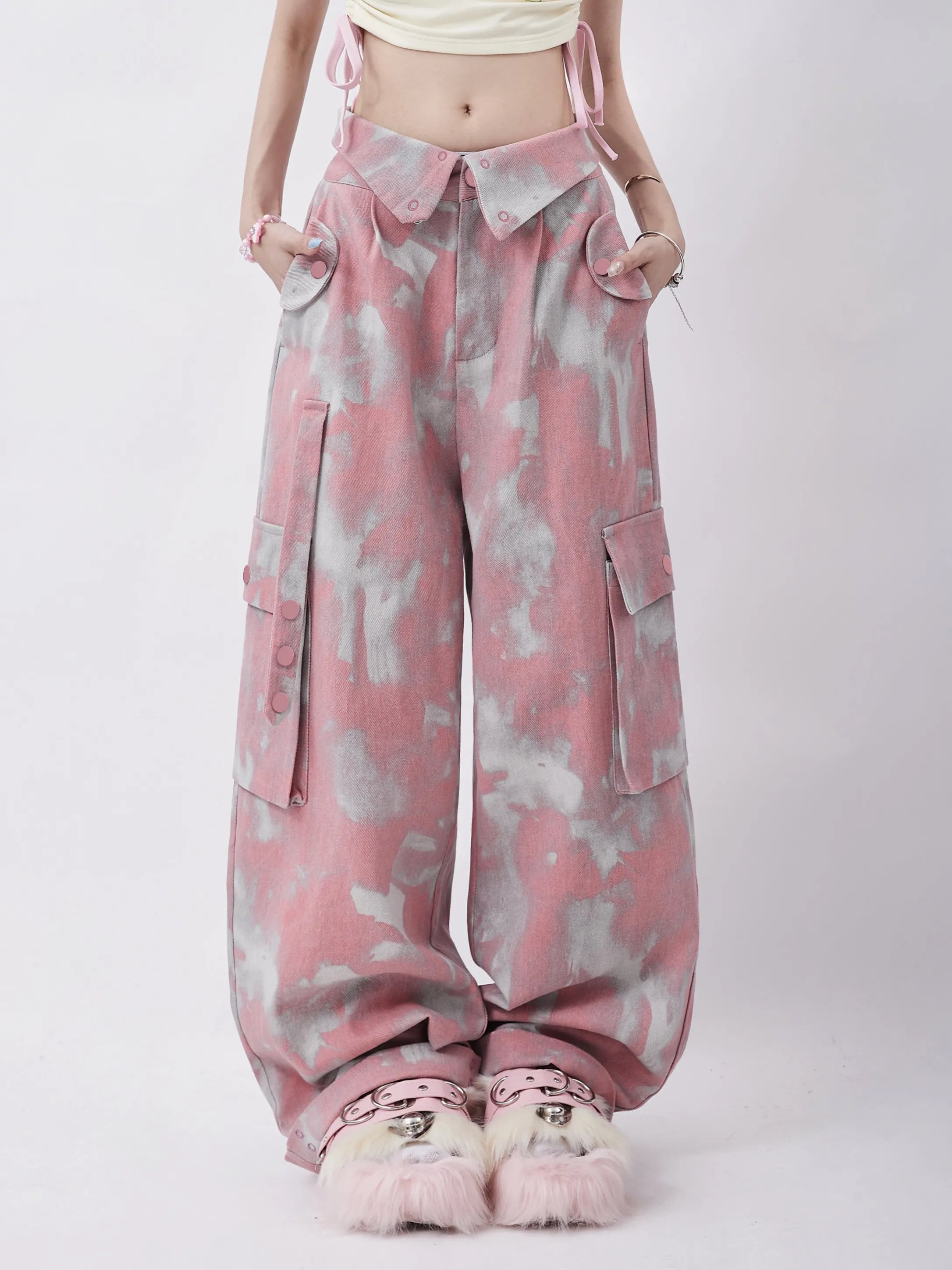 Camouflage Fold Over Wasit Cargo Pants