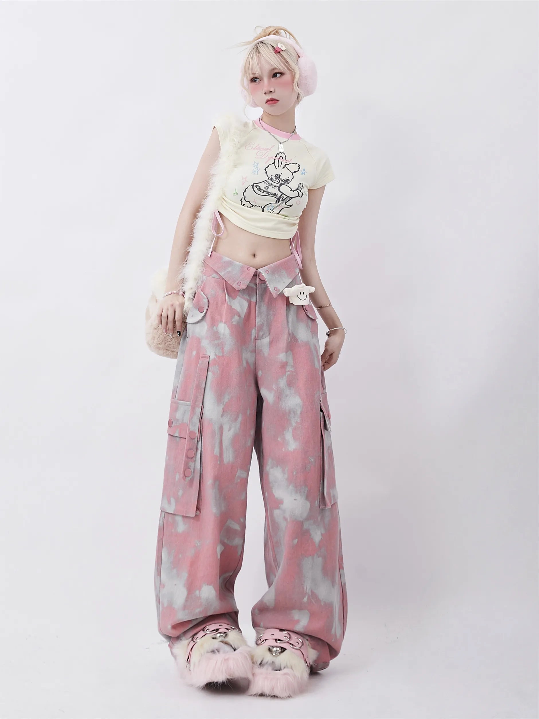 Camouflage Fold Over Wasit Cargo Pants