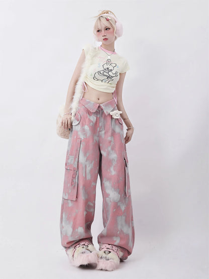 Camouflage Fold Over Wasit Cargo Pants