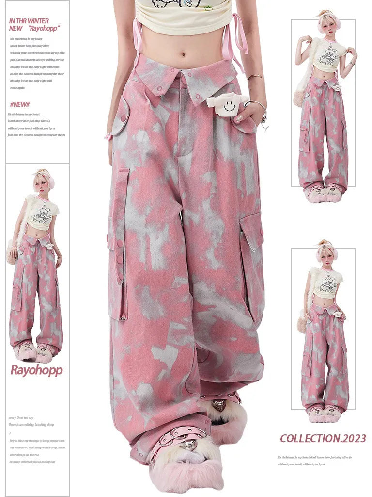 Camouflage Fold Over Wasit Cargo Pants