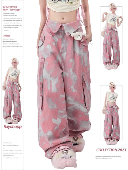 Camouflage Fold Over Wasit Cargo Pants