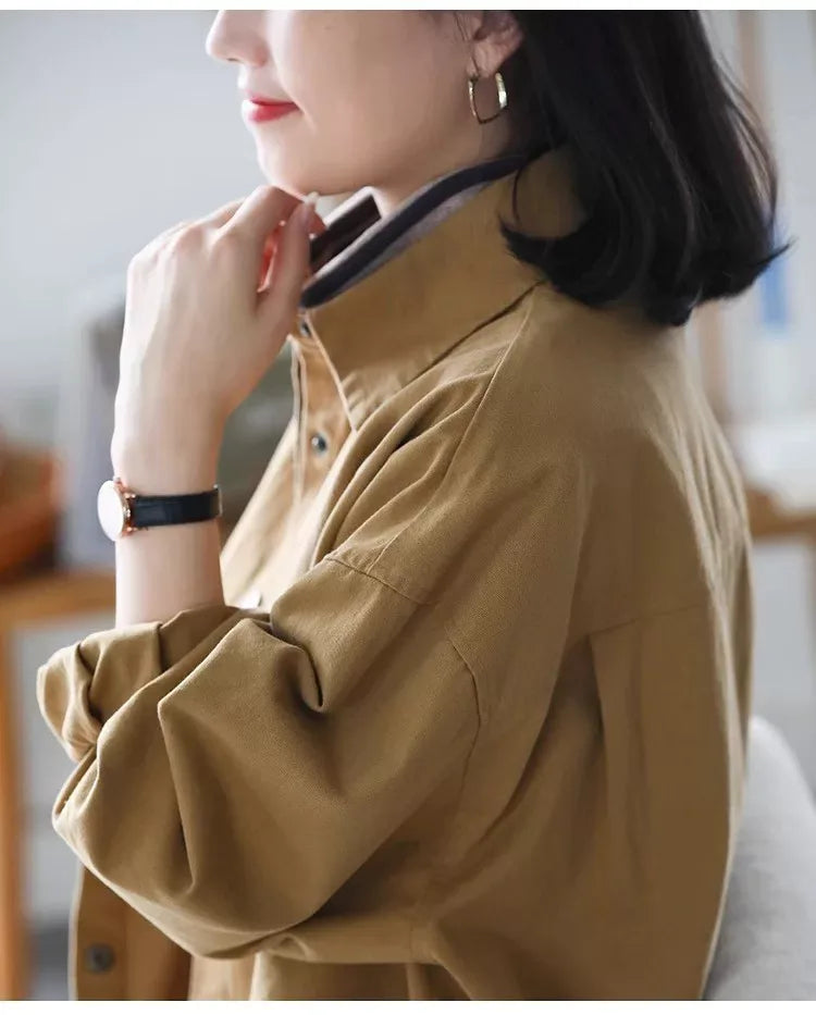 Casual Patch Pocket Shirt Jacket Long Sleeve