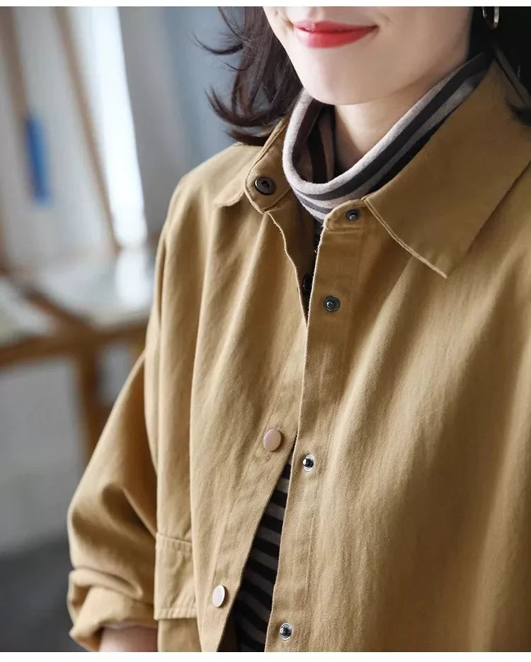 Casual Patch Pocket Shirt Jacket Long Sleeve