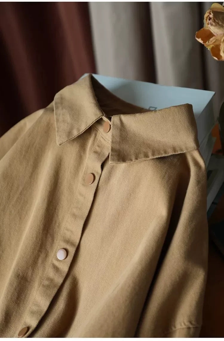 Casual Patch Pocket Shirt Jacket Long Sleeve