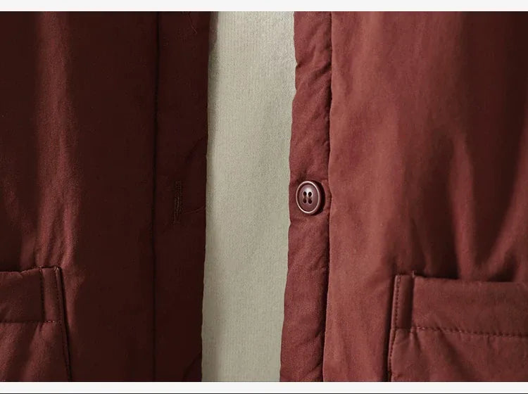 Casual Quilted Padded Jacket Round Neck Patch Pocket