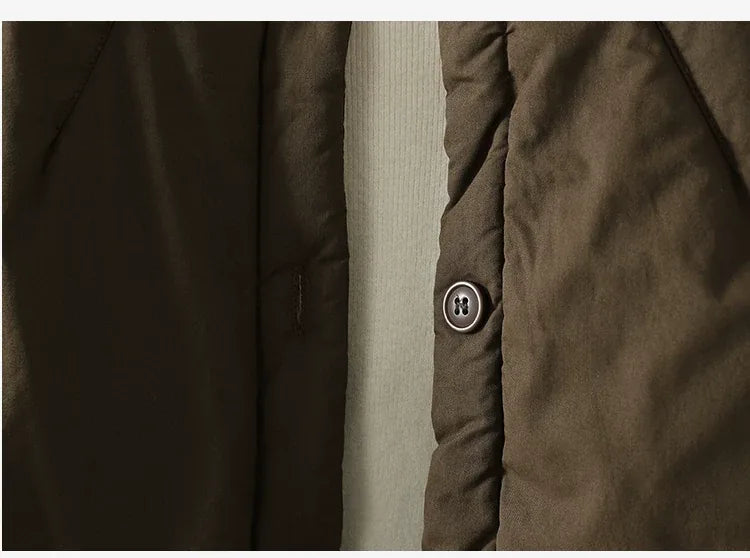Casual Quilted Padded Jacket Round Neck Patch Pocket