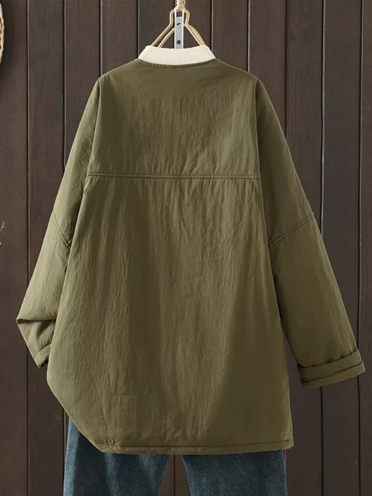 Casual Quilted Round Neck Padded Coat