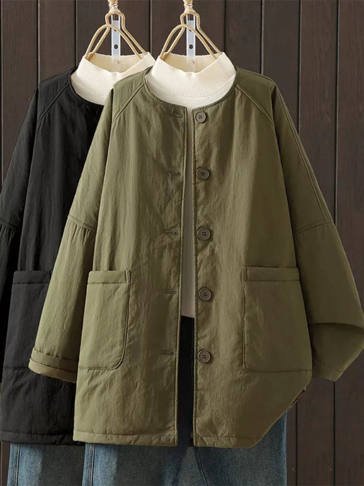 Casual Quilted Round Neck Padded Coat