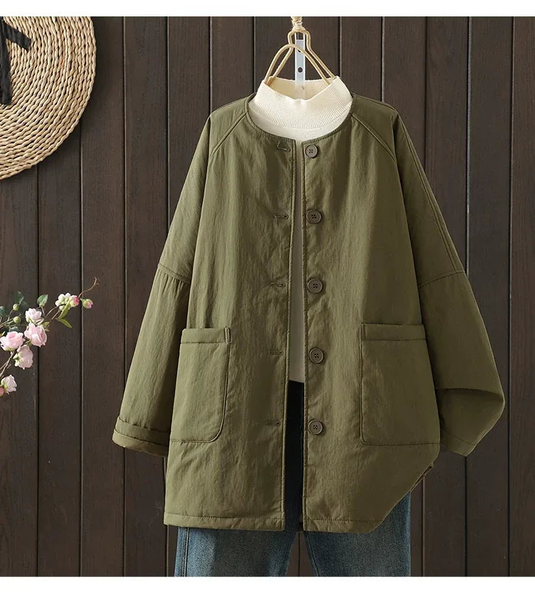 Casual Quilted Round Neck Padded Coat