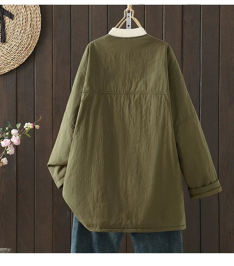 Casual Quilted Round Neck Padded Coat