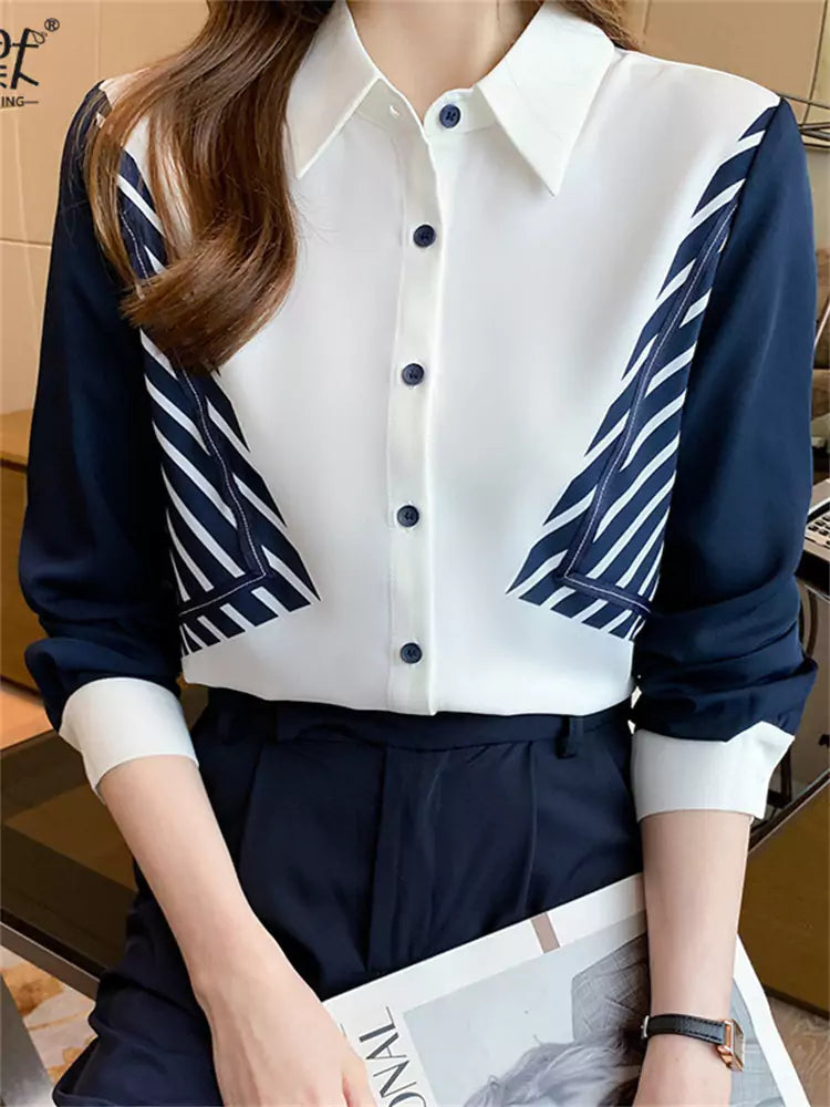 Chic French Style Long Sleeve Chiffon Shirt