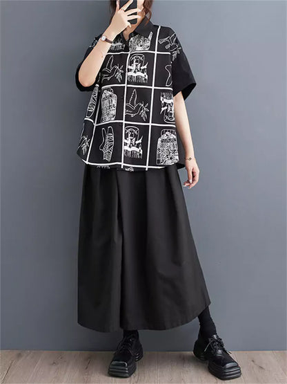 Schicke Kurzarmbluse mit Grafikprint