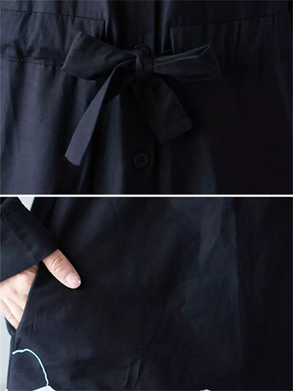 Printed Shirt Dress with Long Sleeves