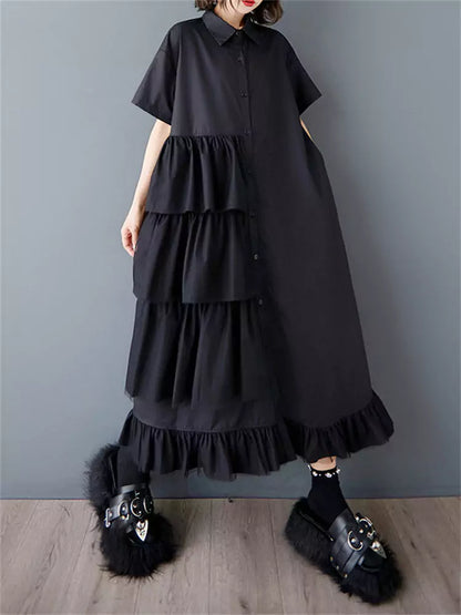 Schickes, lockeres Sommer-Hemdkleid mit Mesh-Einsätzen, Raffungen und kurzen Ärmeln