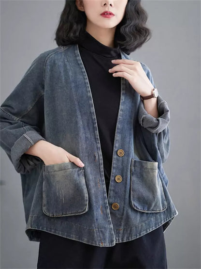 Schlichter, schicker Jeansmantel mit Taschen