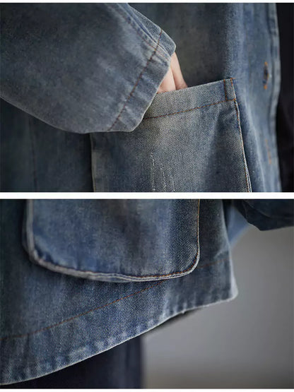 Schlichter, schicker Jeansmantel mit Taschen