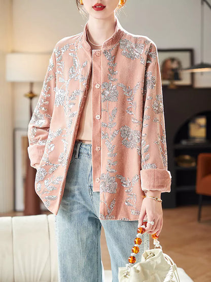 Elegante Pailletten-Samtjacke für Damen im Frühling