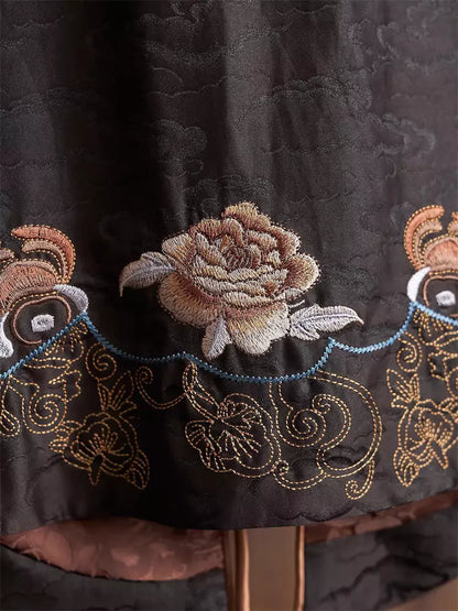 Chinese Style Faux Silk Vest Embroidered V-Neck Waistcoat