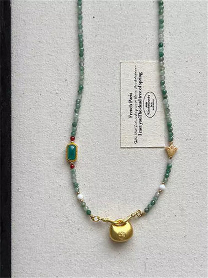 Chinese Style Gemstone Beaded Necklace