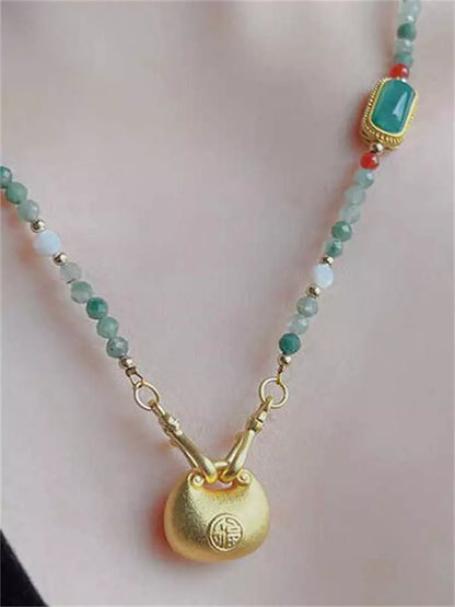 Chinese Style Gemstone Beaded Necklace