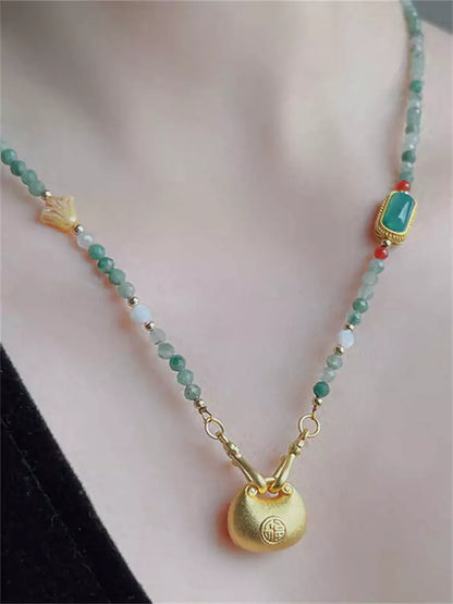 Chinese Style Gemstone Beaded Necklace
