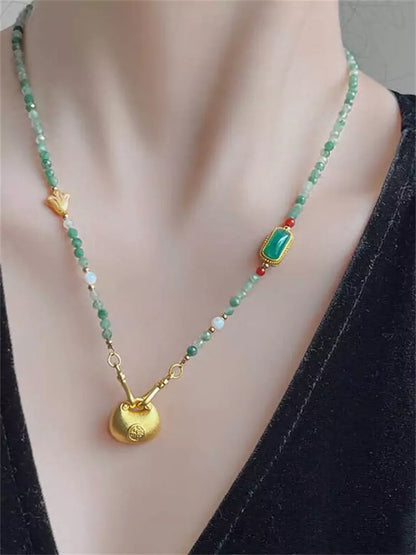 Chinese Style Gemstone Beaded Necklace