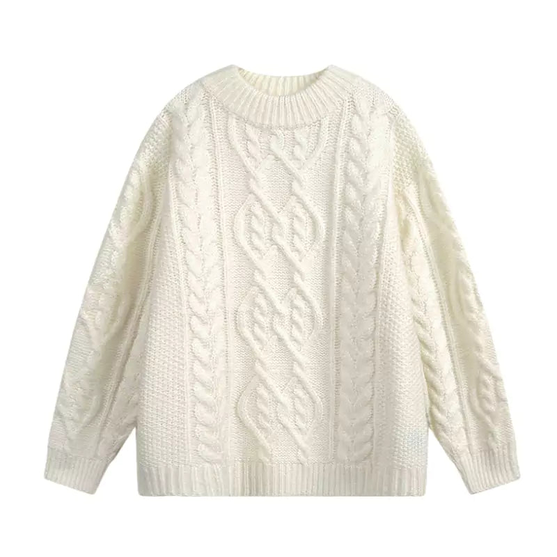 Chunky Warm Mohair Retro Cable Knit Sweater