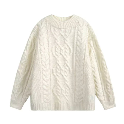 Grobstrickpullover aus warmem Mohair im Retro-Zopfmuster