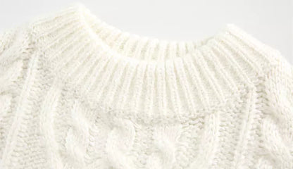 Grobstrickpullover aus warmem Mohair im Retro-Zopfmuster