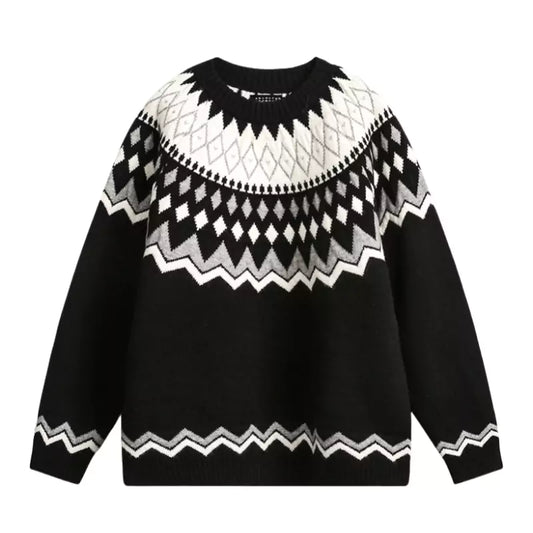 Chunky Warm Retro Pattern Knit Sweater