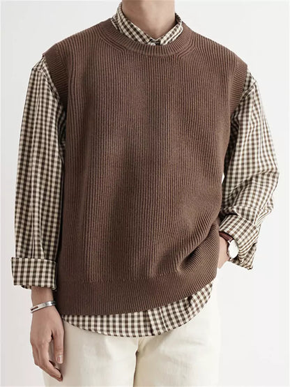 Clean Fit Sleeveless Crewneck Knit Sweater