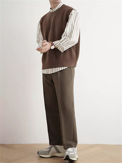 Clean Fit Sleeveless Crewneck Knit Sweater