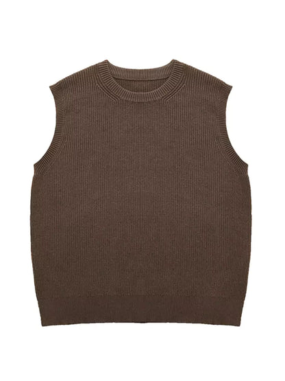 Clean Fit Sleeveless Crewneck Knit Sweater