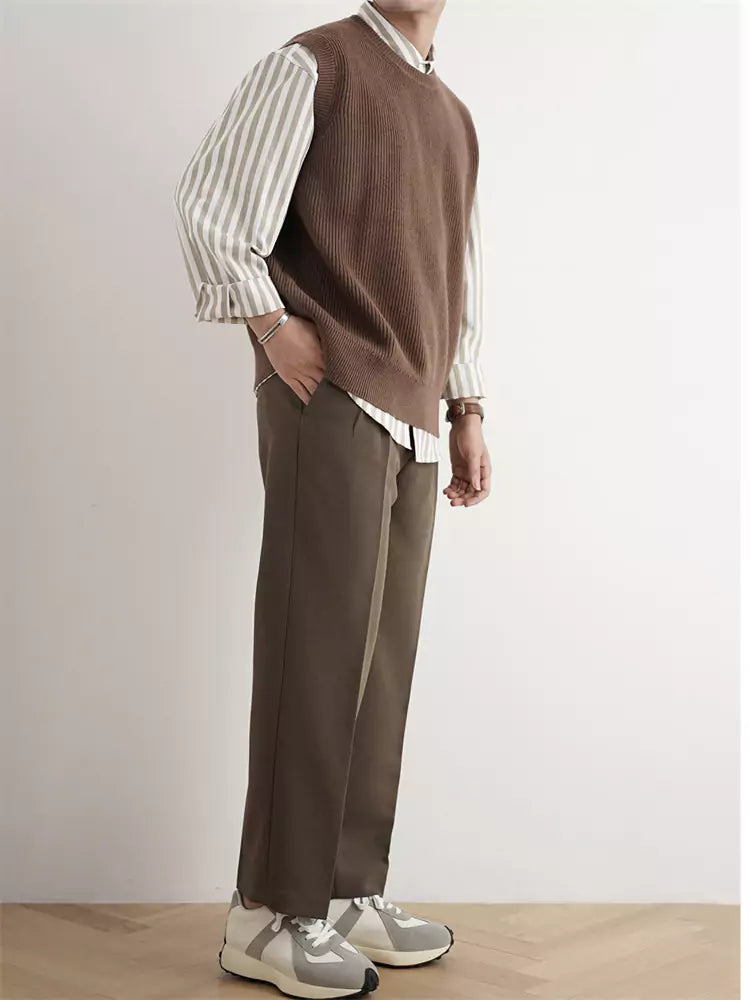 Clean Fit Sleeveless Crewneck Knit Sweater