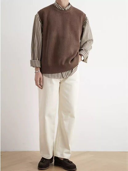 Clean Fit Sleeveless Crewneck Knit Sweater