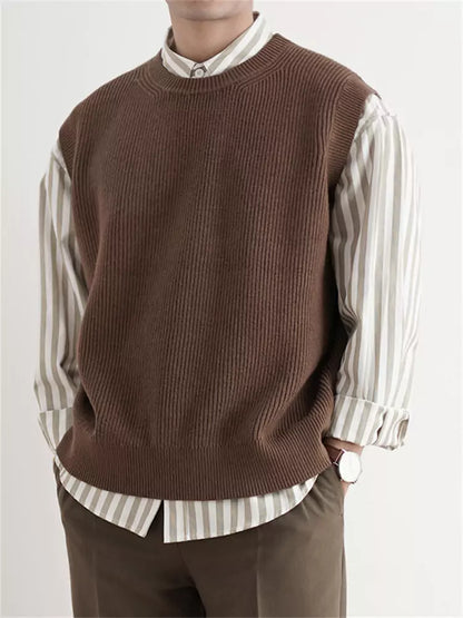 Clean Fit Sleeveless Crewneck Knit Sweater