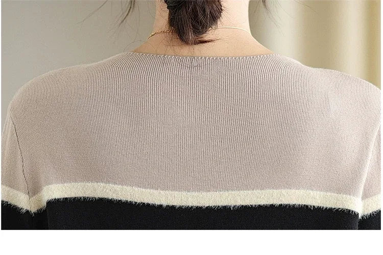 Color Block Pleated Knit Tunic