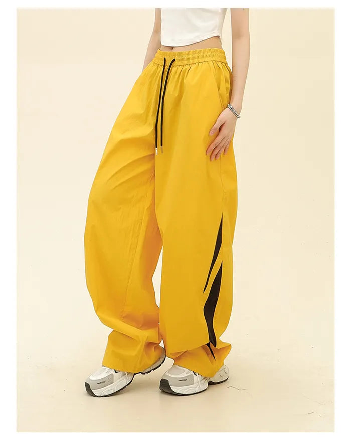 Colorblock Relaxed BF American Street Style Jogger Wide Leg Pants