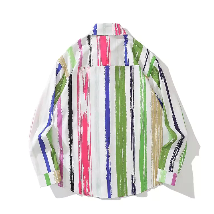 Colorful Vertical Stripe Textured Relaxed Shirt