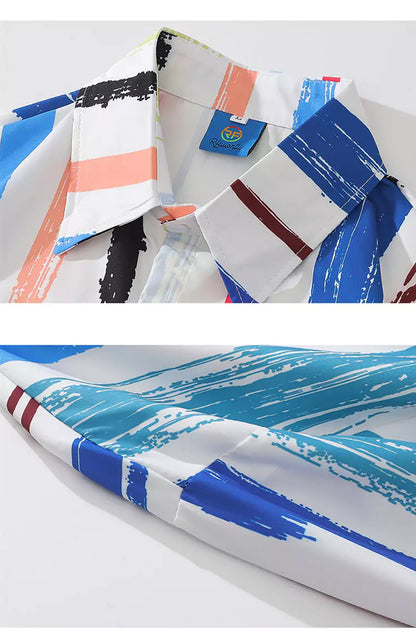 Lässiges Hemd mit farbenfrohen, vertikalen Streifen und Struktur.