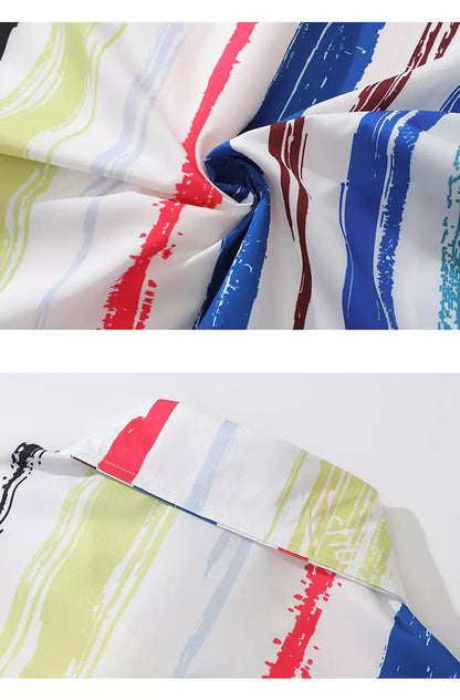 Lässiges Hemd mit farbenfrohen, vertikalen Streifen und Struktur.