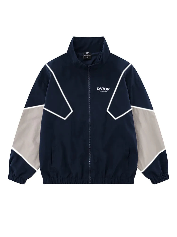 Oversize-Jacke mit Stehkragen und Kontrastfarbe