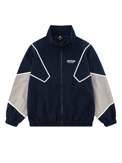 Oversize-Jacke mit Stehkragen und Kontrastfarbe