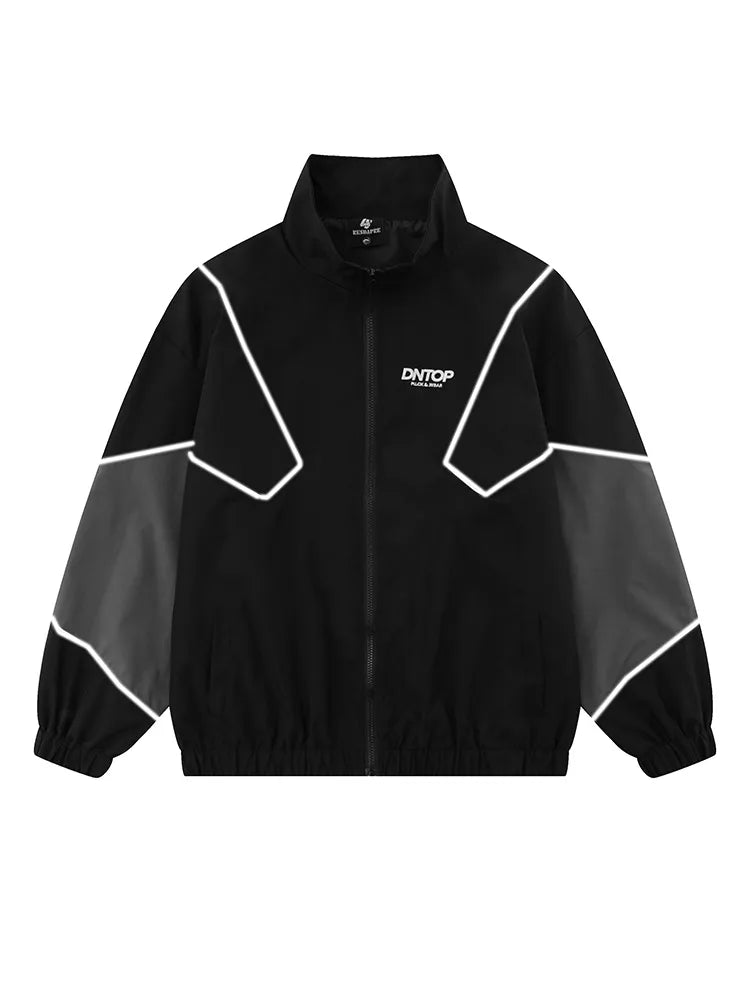 Oversize-Jacke mit Stehkragen und Kontrastfarbe