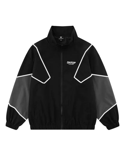 Oversize-Jacke mit Stehkragen und Kontrastfarbe