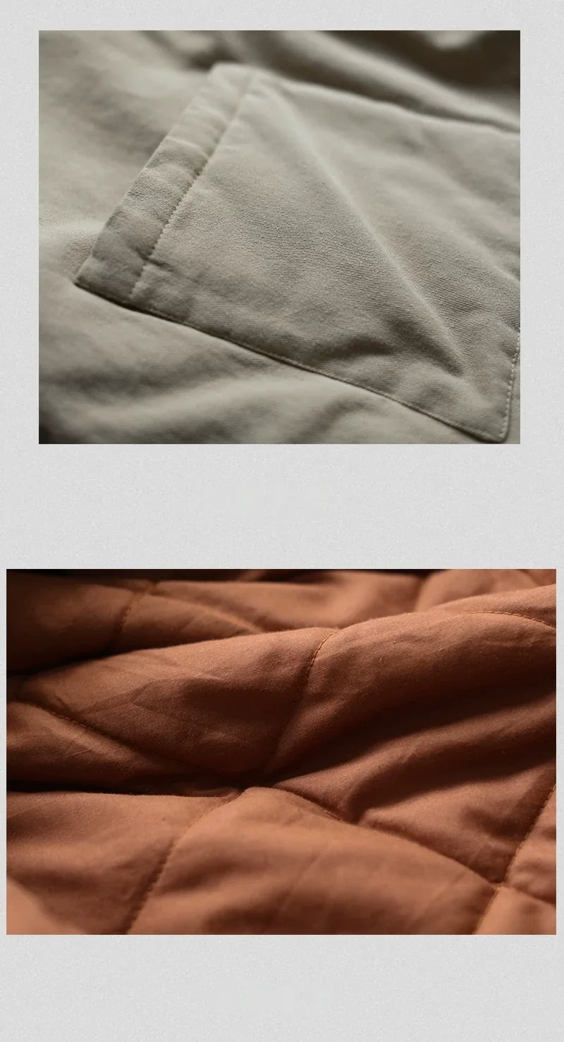 Corduroy Collar Padded Jacket with Patch Pockets